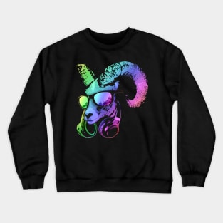 DJ GOAT Cool and Funny Music Animal with Headphones and Sunglasses. Crewneck Sweatshirt